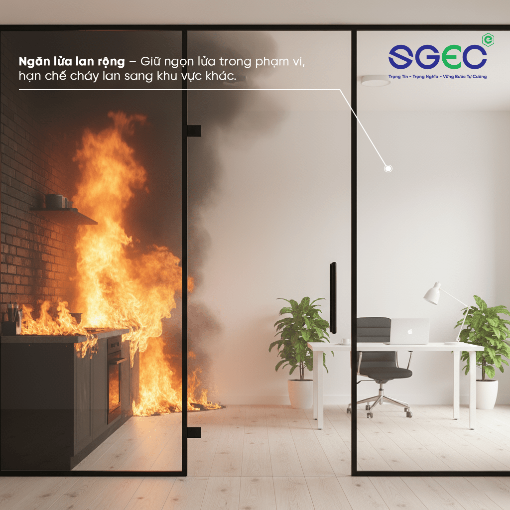 lắp đặt kính chống cháy